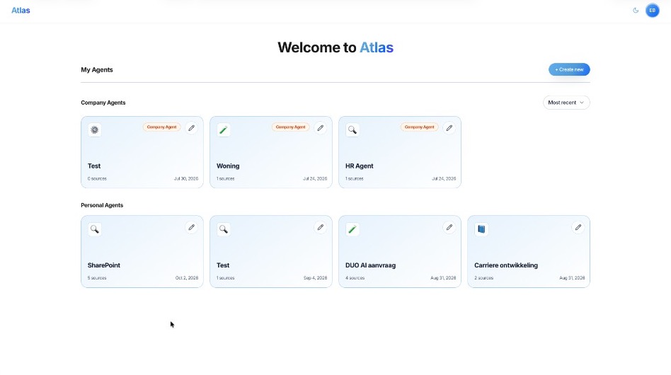 Atlas-overzicht met company agents en persoonlijke agents